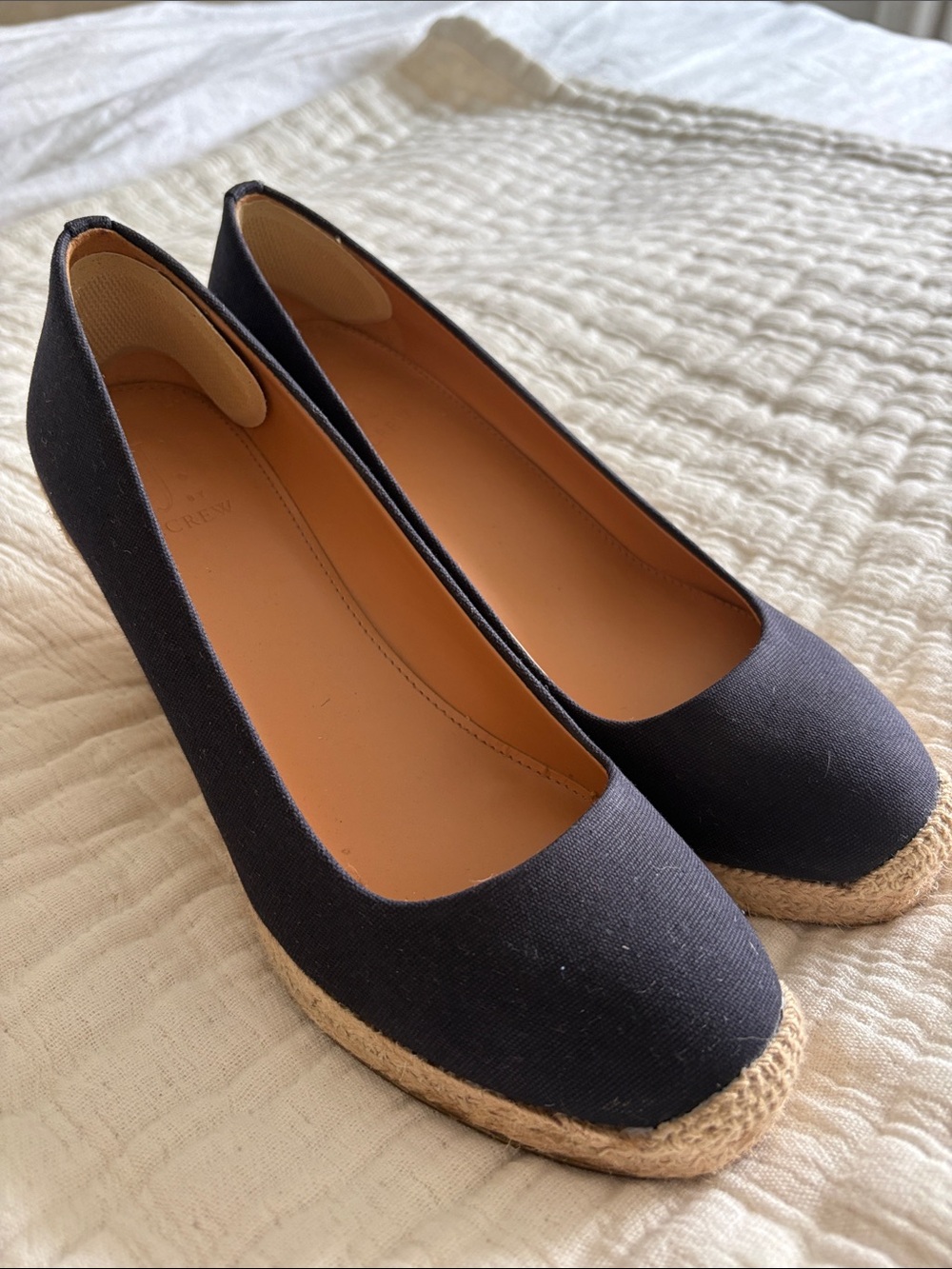 Jcrew Classic Navy Canvas Espadrille Wedge Heels